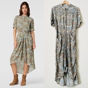 Zadig & Voltaire LARGE Rima short sleeve midi dress in floral butterfly print